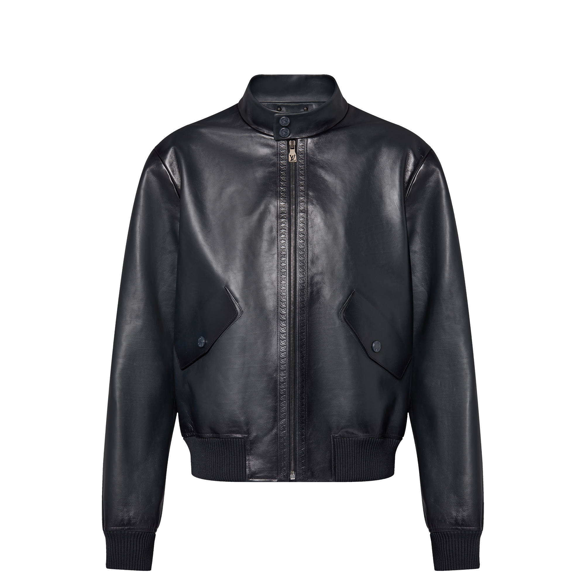 Leather Harrington Jacket - Luxury Ready to Wear - 1AFWAQ Blue